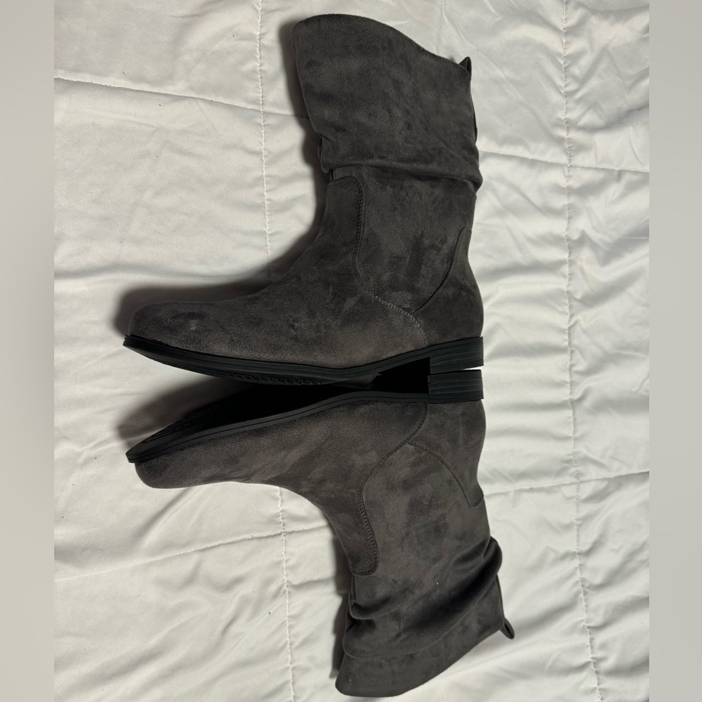 VJH comfort Wmns Slouchy Boots Bootie Sz 8.5 Round Toe Comfort Low Heel Mid Calf - Picture 9 of 16